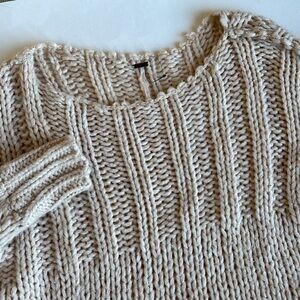 Free People Tan Cream Peachy Soft Chunky Knit Oversized‎ Sweater Women’s XS